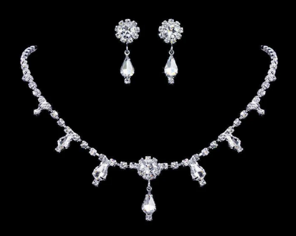 Chrystal Rosette Pear Necklace & Earring Set image 1
